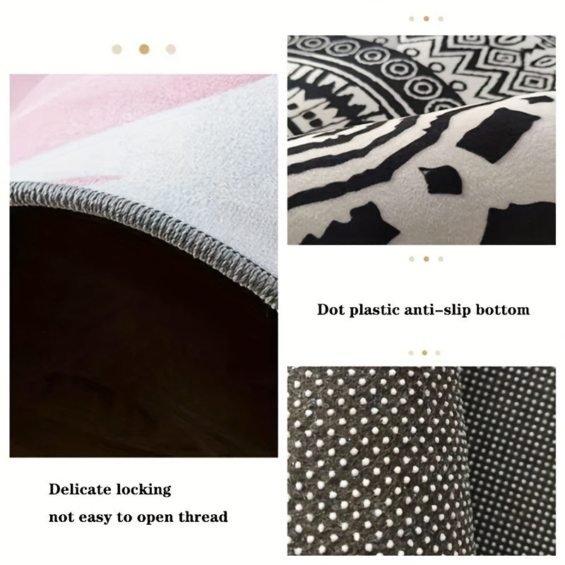 Soft Washable Polyester Area Rug with Psychedelic Leaf Print for Living Room and Bedroom