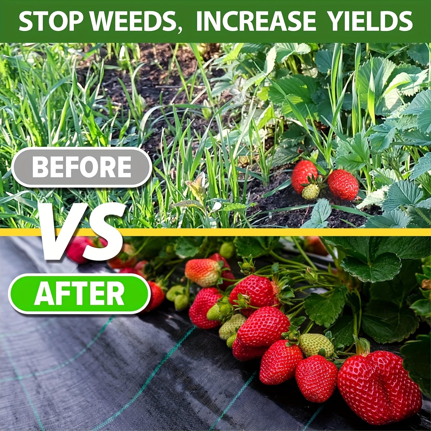 Heavy-Duty Black Polypropylene Garden Ground Cover UV Protected Weed Barrier for Lawn and Beds