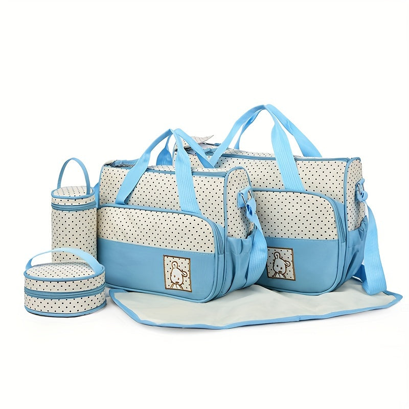 Diaper Bag Set for Moms Waterproof Multi-Functional Large Capacity Portable Shoulder Bag 5pcs
