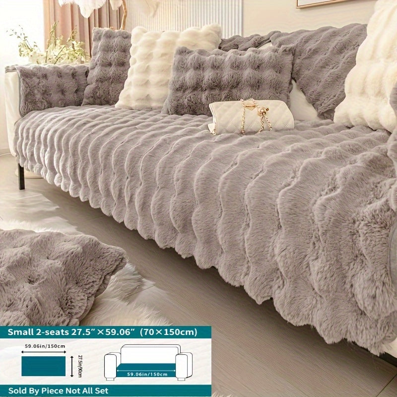 Winter Plush Sofa Cover Anti-Slip Dustproof Slipcover for Couch Living Room Bedroom