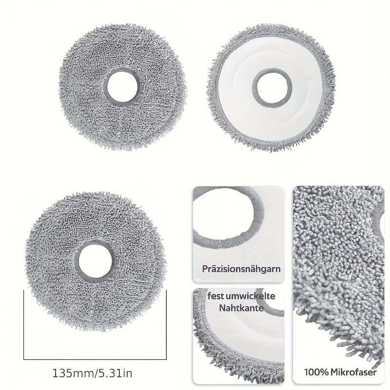 8-Pack Washable Microfiber Mop Pads for Robot Vacuum Floor Attachments