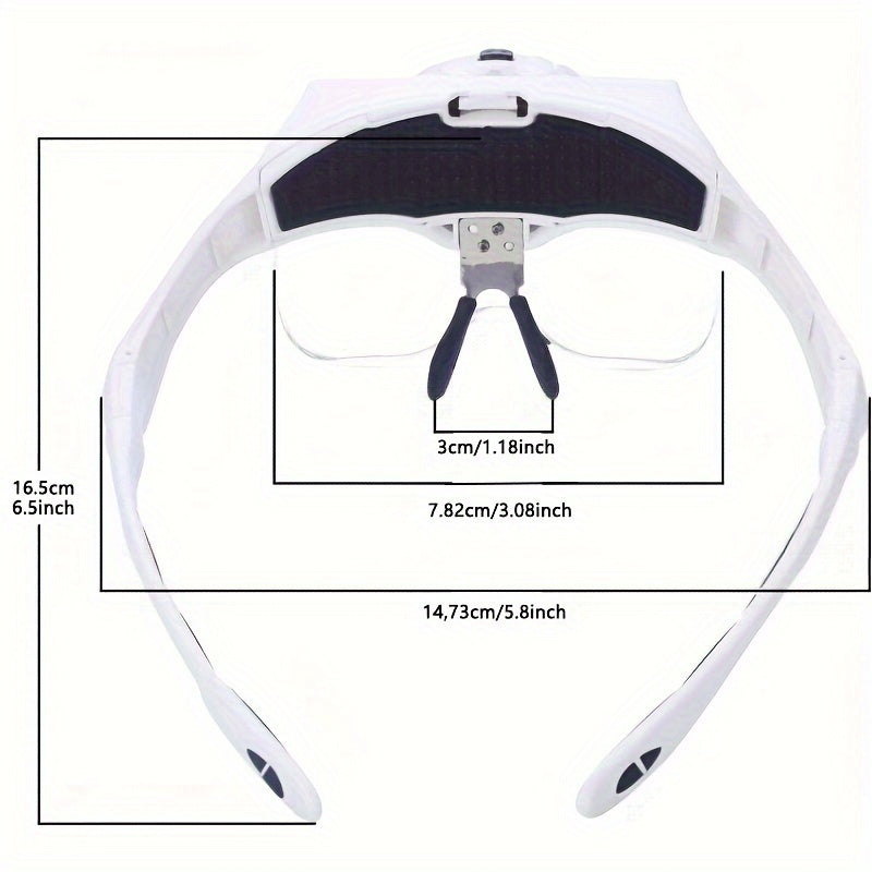 Adjustable Headband Magnifier with LED Light and 5 Lenses for Jewelry Crafts and Hobbies