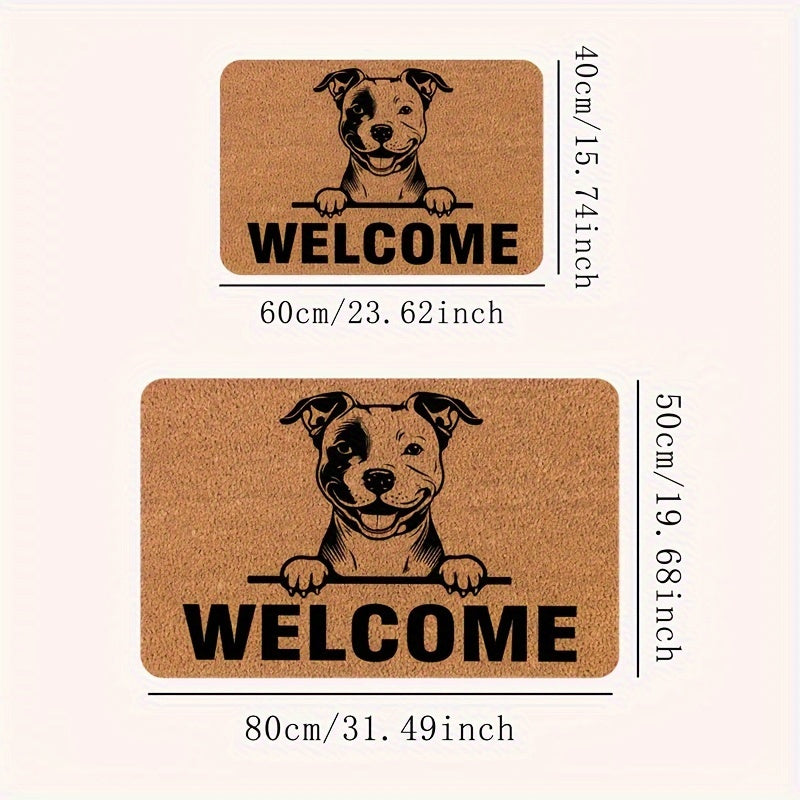 Durable Pit Bull Welcome Doormat Stain-Resistant Indoor Outdoor Polyester