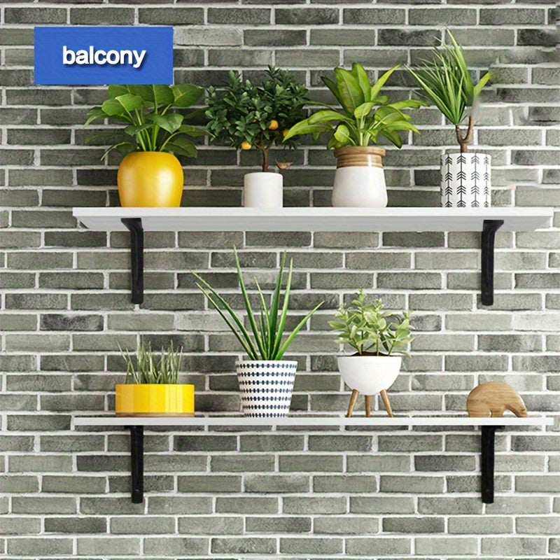 Triangular Wall Shelves Set with Sturdy Brackets for Bedroom Living Room Kitchen