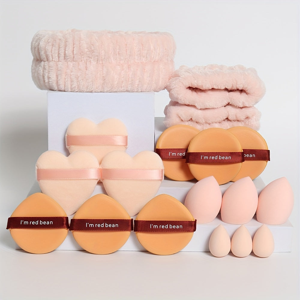 18-Piece Makeup Sponge and Brush Set with Puffs and Accessories for All Skin Types