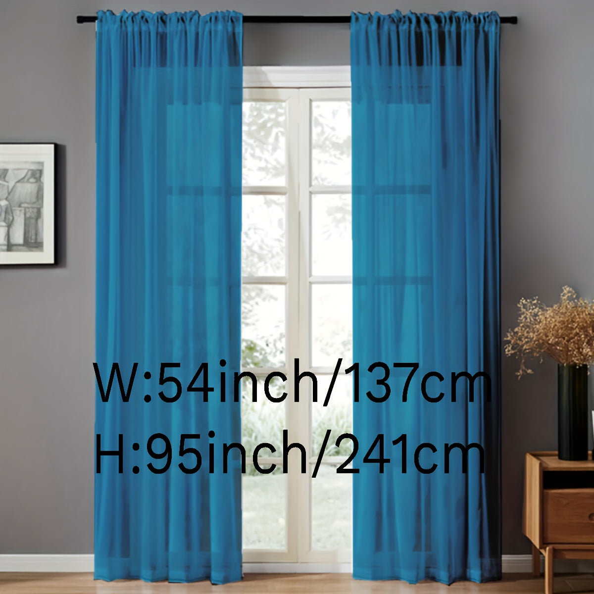 Pair of Sheer Voile Curtains with Rod Pocket for Kitchen Bedroom Living Room