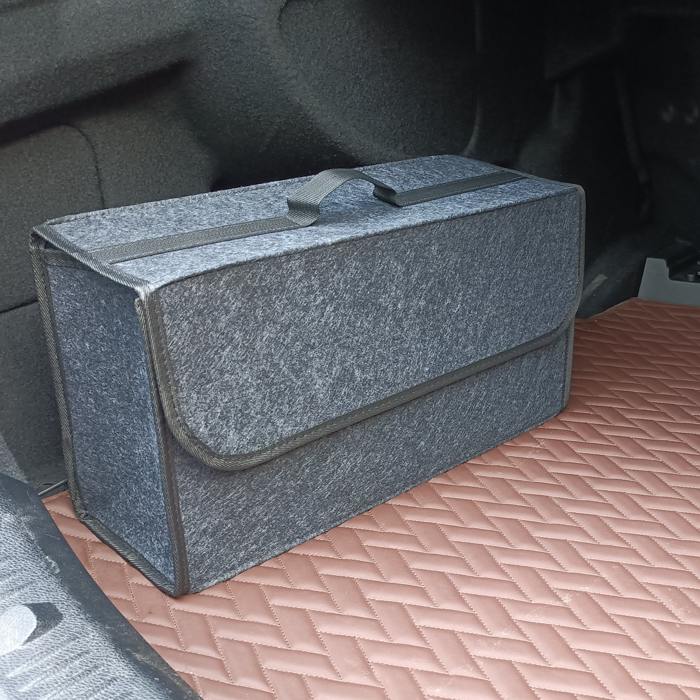 Caja de almacenamiento para coche, organizador portátil y plegable de fieltro para maletero, ideal para el interior del coche