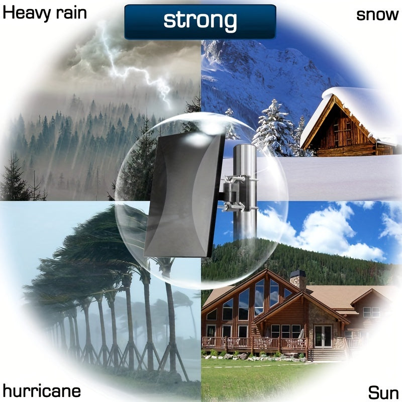 150+ mil masofaga ega, 4K/1080P qo‘llab-quvvatlaydigan va oson o‘rnatiladigan yuqori aniqlikdagi ochiq TV antennasi. Yuqori kuchlanishli amplifikatör va 10.06 metrli koaksial kabelni o‘z ichiga oladi.