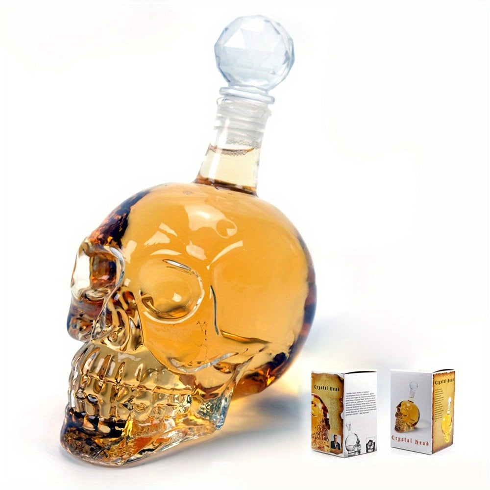 Decantador de cristal con forma de calavera 1000ml licor vino tapón hermético