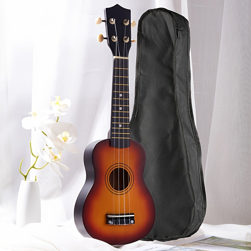Ukulele soprano de 21 pulgadas Sunburst para principiantes con cuerpo de tilo