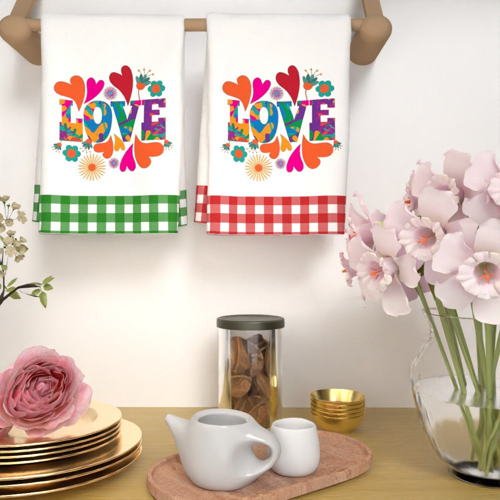 Juego de dos toallas de corazón de San Valentín 45.72x66.04cm toallas suaves y absorbentes set de regalo