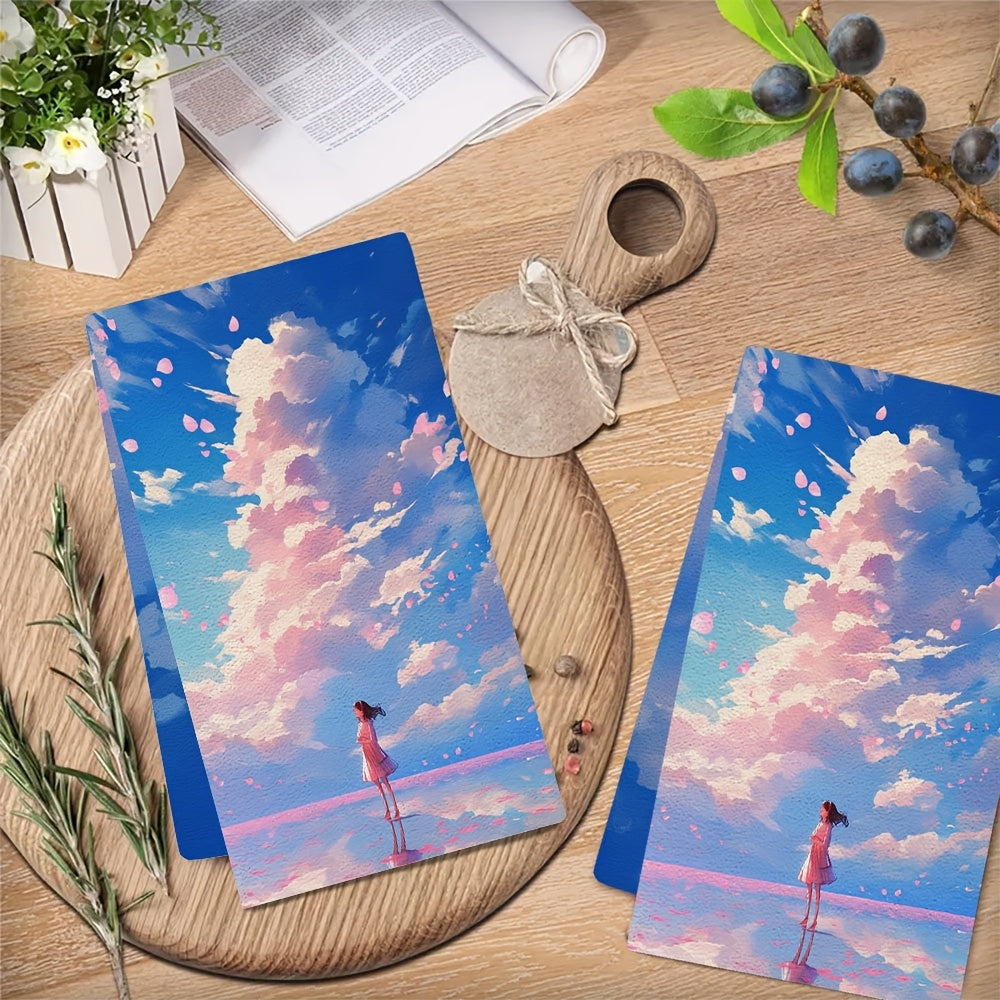 2 Pack Ultra-Soft Kitchen Towels 40x60cm Highly Absorbent Dish and Hand Towels