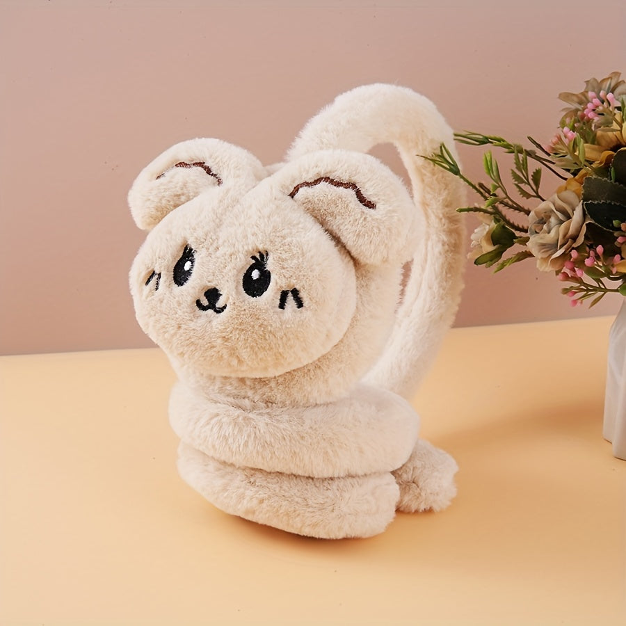 Winter Cartoon Rabbit Plush Ear Covers for Students Warm Cold Weather