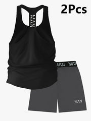 Men's Athletic Set Sleeveless Tank Top and Training Shorts Breathable Stretchy Sportswear