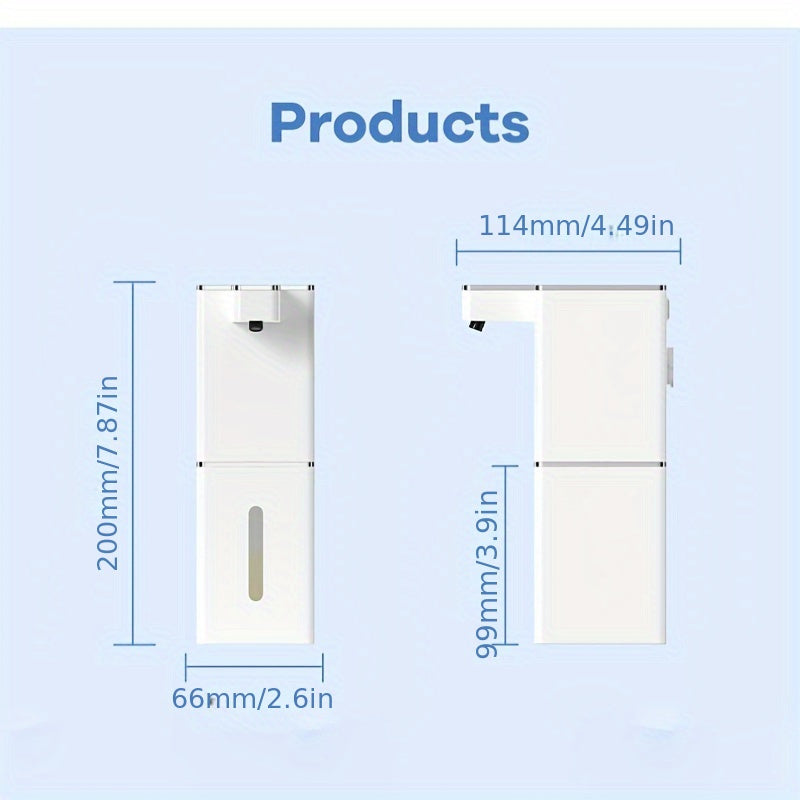 380ml devorga o'rnatiladigan avtomatik sovun dozasi sensor va USB qayta zaryadlanadigan batareya bilan