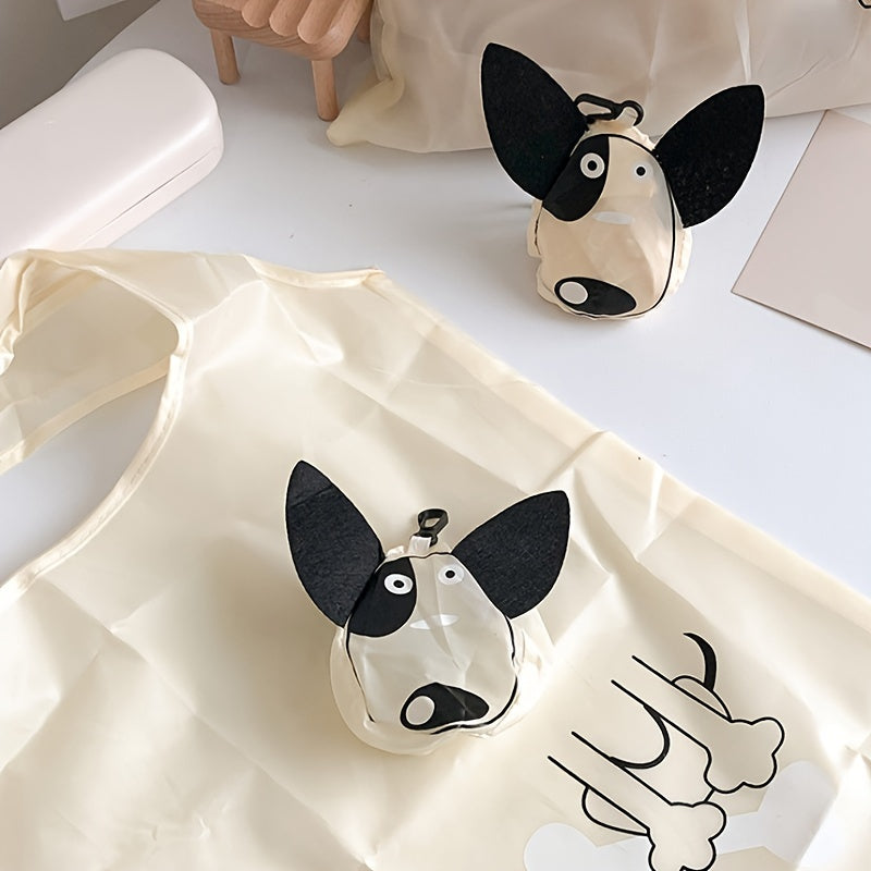 Qayta ishlatiladigan Polyester oziq-ovqat sumkasi, multfilm it tasviri bilan, keng, yig‘iladigan tote