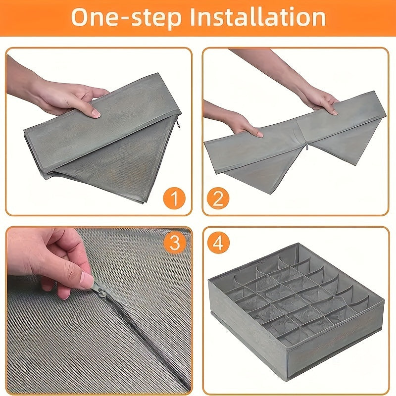 Set of 4 Foldable Storage Boxes for Socks Bras Underwear Ties Belts Scarves