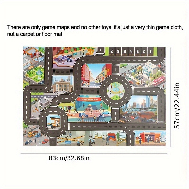 Kids Play Mat for Ages 3 Plus Water-Resistant Urban Scene Garage Traffic Route