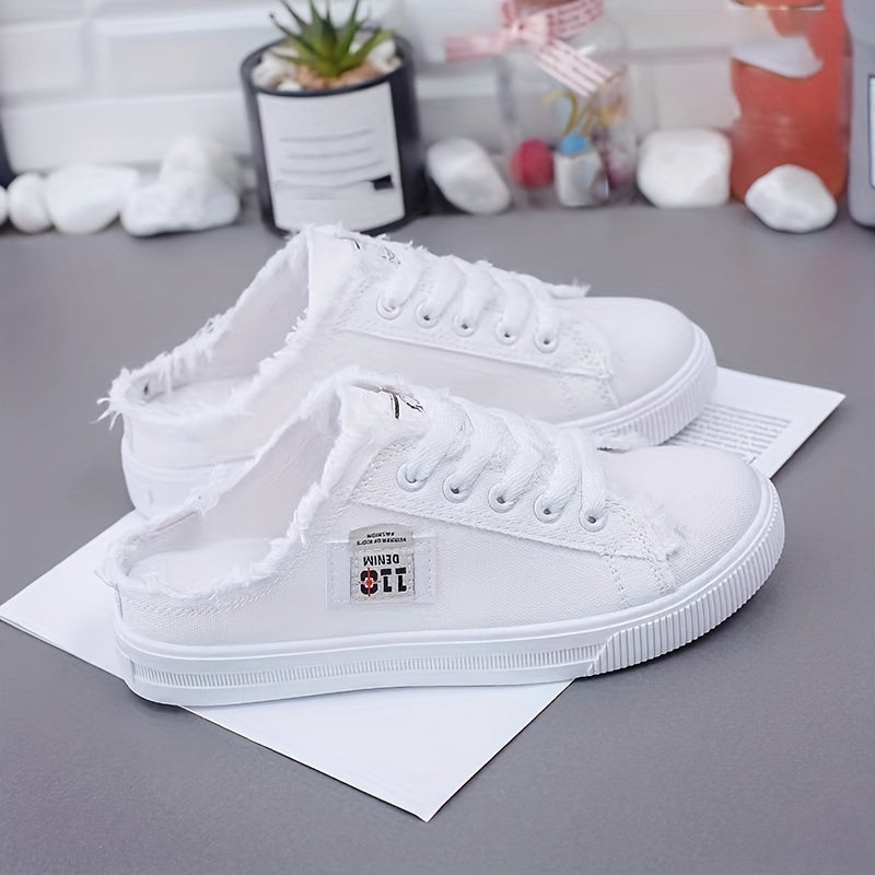 Women's White Flat Sneakers Slip-On Loafers Spring 2024 Half Support