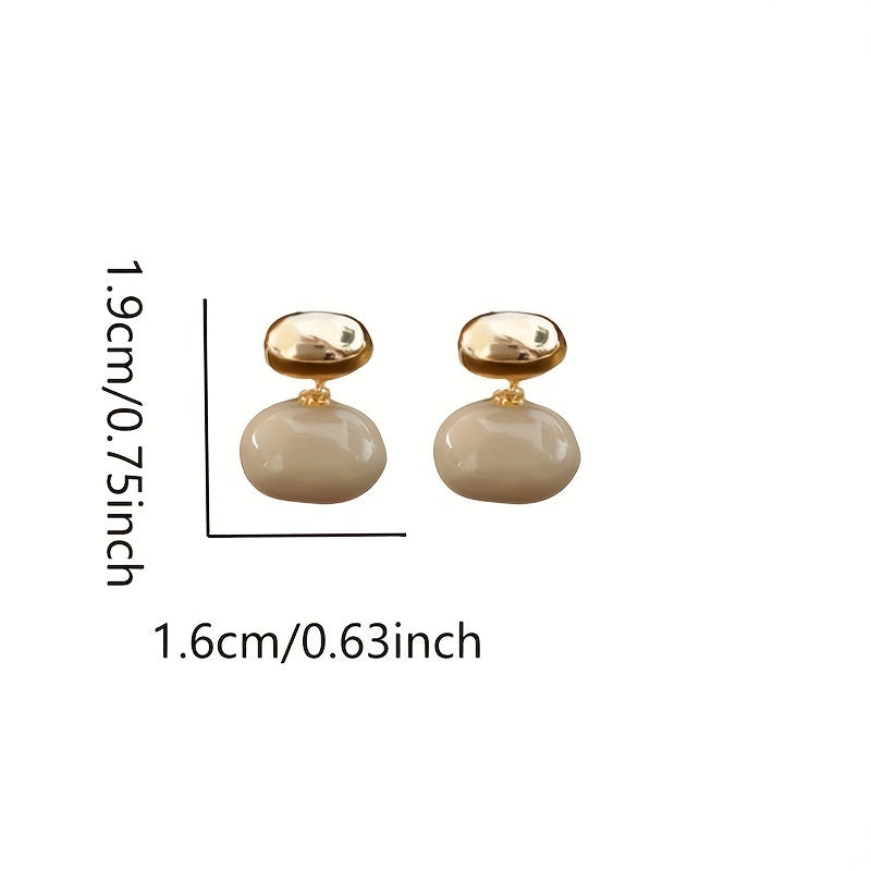 Retro elegant uslubida oval shakldagi emal quloq uzuklari, 14K qoplangan misdan tayyorlangan - kundalik tasodifiy kiyim uchun mukammal.