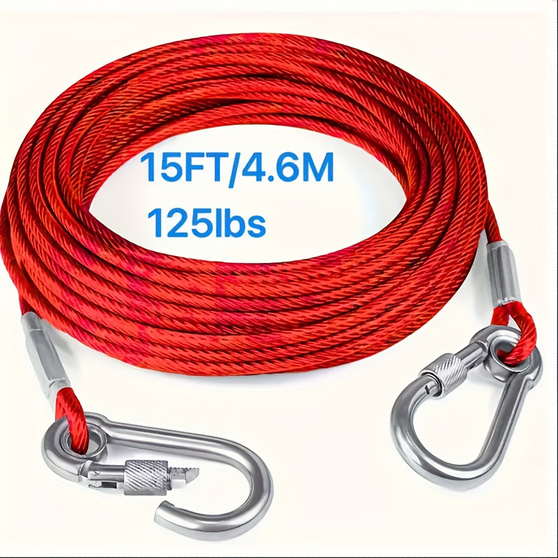 Stainless Steel Dog Tie-Out Cable Leash for Large Dogs 4.57m 9.14m 15.24m Heavy Duty