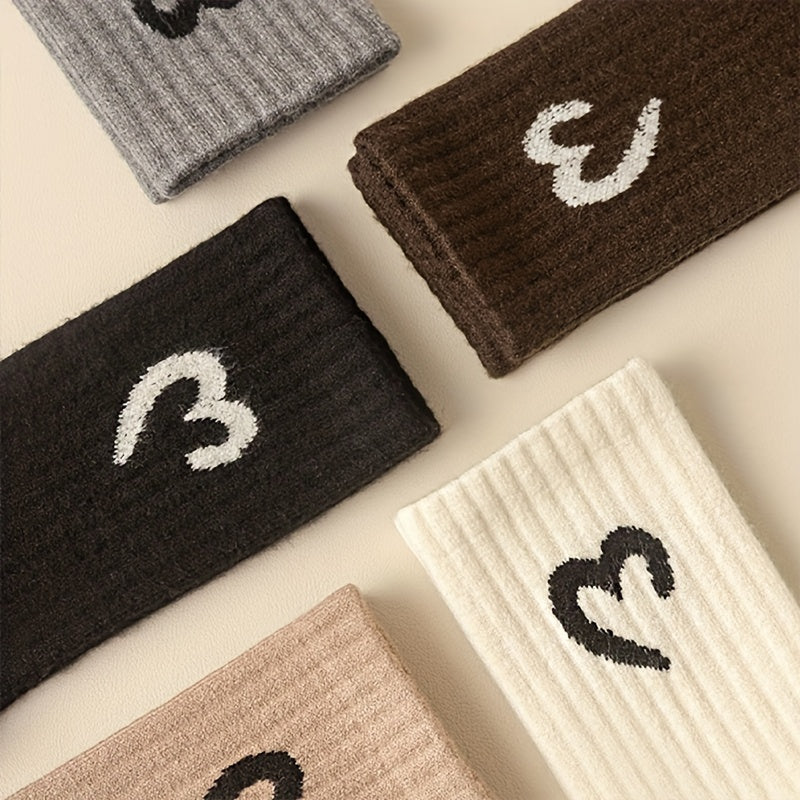 calcetines para mujer 5 pares calcetines cortos ligeros y transpirables con patrón de medio corazón