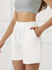 Plus Size Women's Gray Drawstring Jogger Shorts Athletic Workout Casual