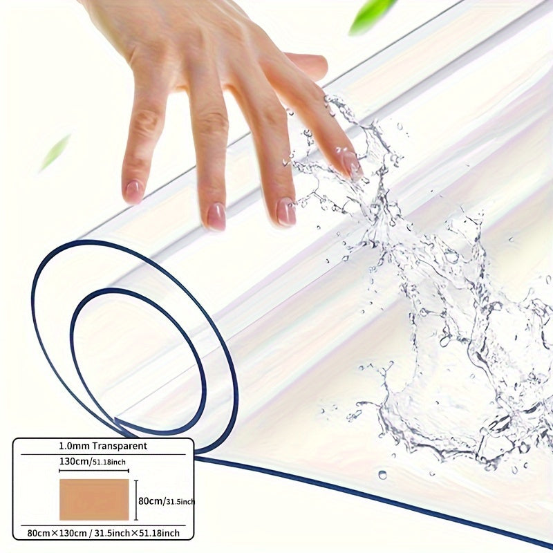 1mm Transparent PVC Tablecloth for Home and Hotel Dining, Scratch and Heat Resistant