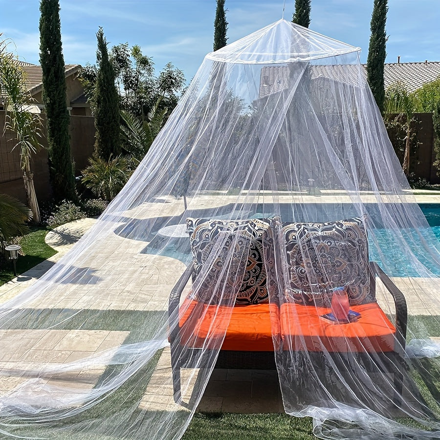 Gran dosel de malla de mosquito blanca para protección en camas de camping en interiores y exteriores