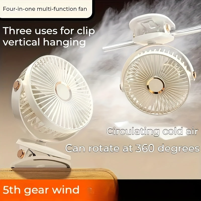 JKUOO Ultra-Quiet USB Qayta to'ldiriladigan shamol bilan kuchli havo oqimi, 5 tezlik, 720° aylanish dizayni – Uy, ofis, sayohat va ochiq havoda foydalanish uchun portativ sovutish klipli shamol, oq, stolga o'rnatiladigan