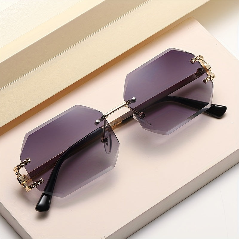 Women's Oversized Gradient Polygonal Frameless Fashion Glasses