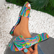 Women's Slide Sandals Colorful Open Toe Flat Heel Vacation Style