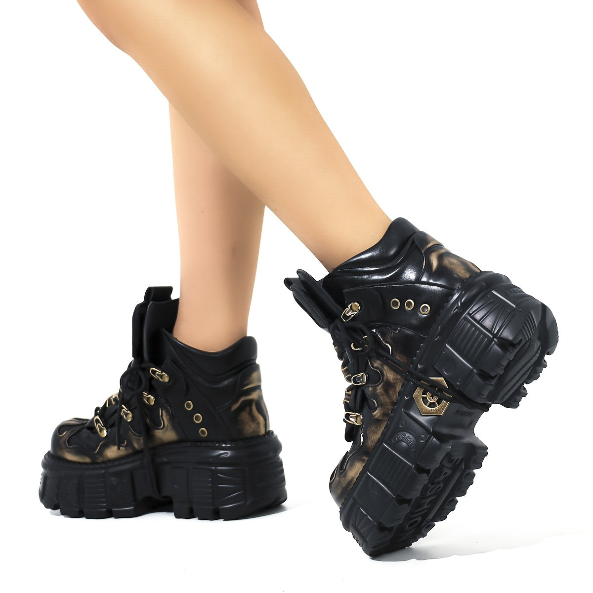 Women's Gothic High-Top Lace-Up Combat Boots All-Season Thick Sole