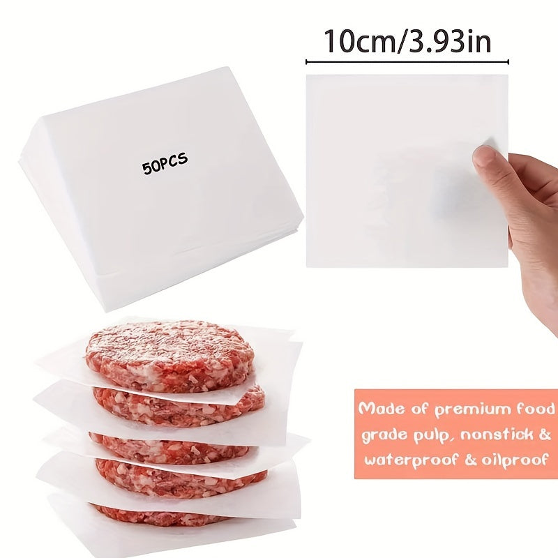 Food-Grade Non-Stick Patty Paper for Freezing and Storage, 50 or 100 Sheets