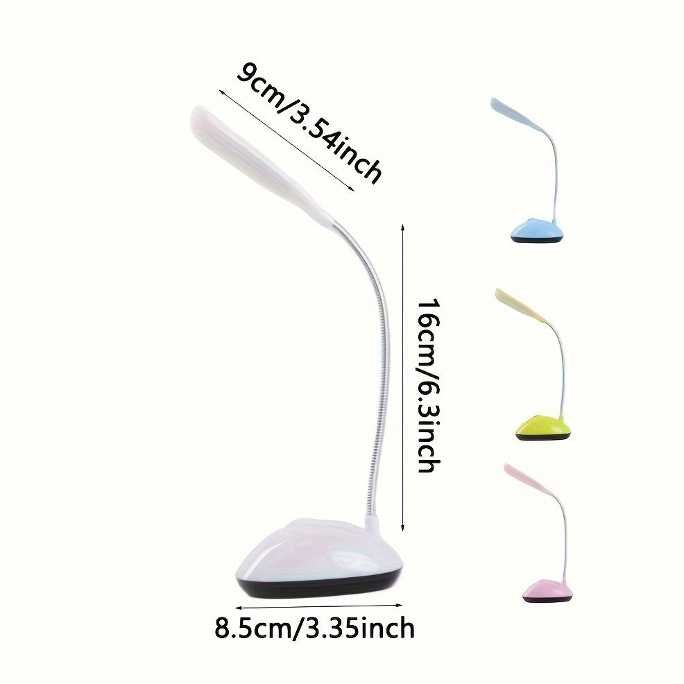 Portable LED Desk Lamp Foldable Eye-Care Mini Table Light Adjustable Angle Battery Operated White