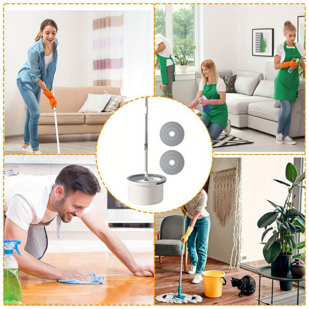 360° Spin Mop and Bucket Set with Microfiber Heads Stainless Steel Handle Self-Washing System for Home Cleaning