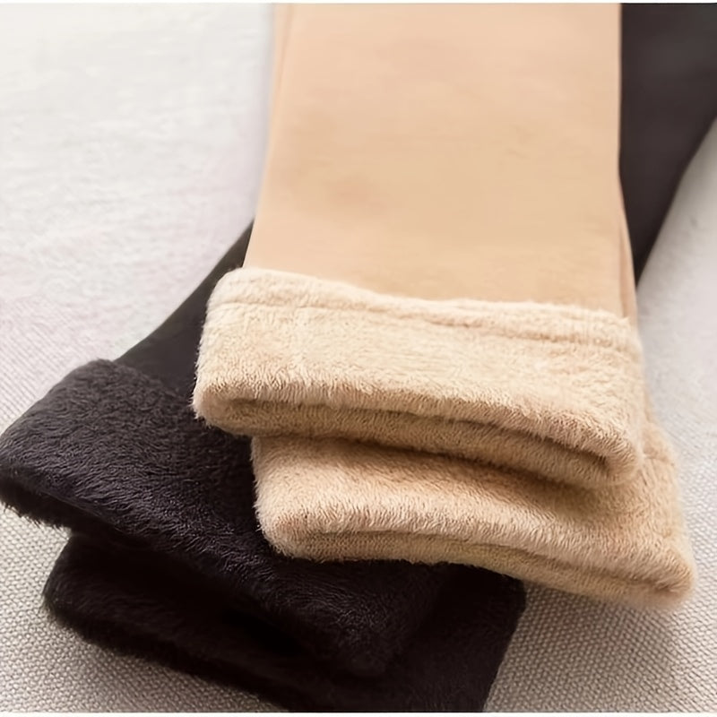 Men's Solid Plush Lined Crew Socks Cozy Breathable Winter Autumn