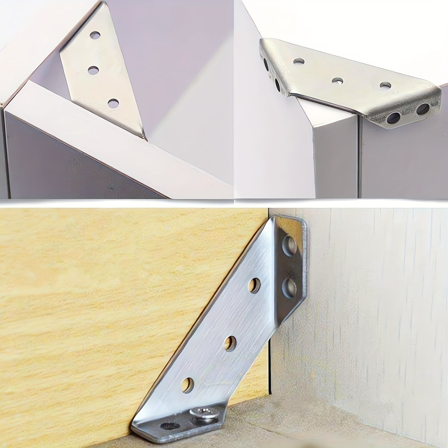 50pcs Heavy-Duty Stainless Steel Corner Brackets 90° Support for Furniture and Wood Frames