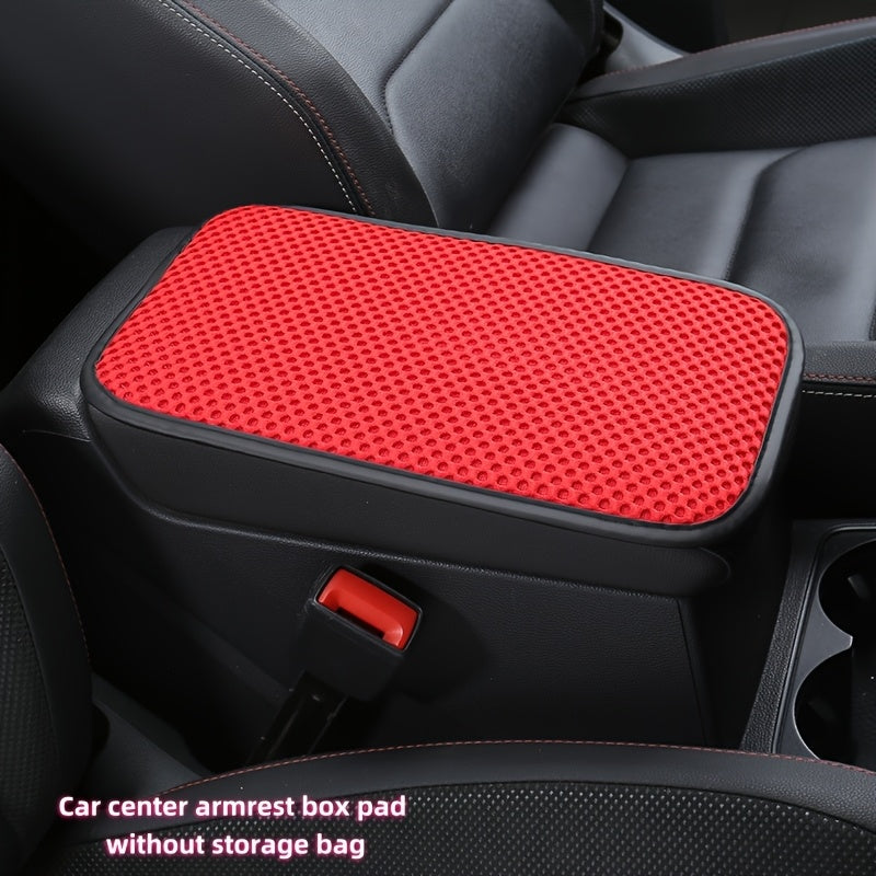 Car Interior Armrest Pad Ice Silk Fabric Storage Space Universal Fit