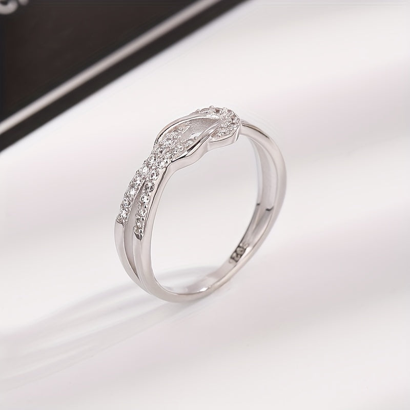 Anillo de plata de ley con diseño de nudo de zirconia para mujer joyería de compromiso y boda