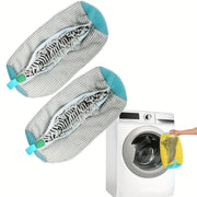 Bolsa de lavado para zapatos de poliéster con cremallera, protector ovalado para lavandería y zapatos