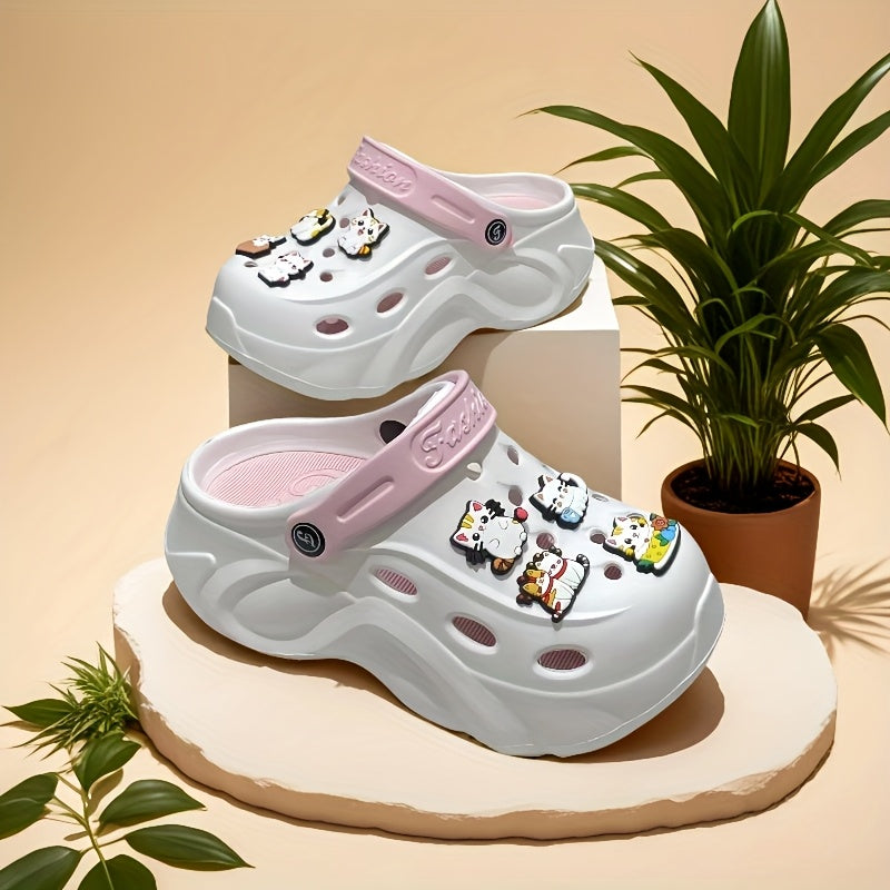 Women's Summer Hollow Shoes Lightweight EVA Thick Sole Garden Beach Shoes