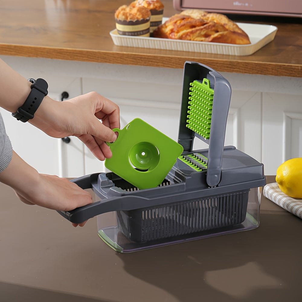 26-piece vegetable chopper set with interchangeable blades manual slicer shredder kitchen gadget