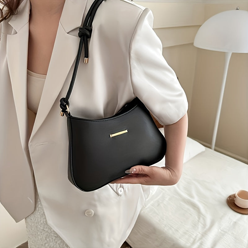 Black Square Handbag with Zipper Closure Crossbody Edge Paint Detail PU Casual Women's