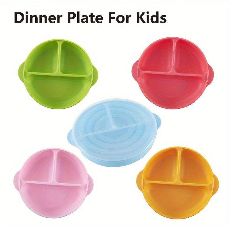 Bolalar uchun bo'lingan plitalar BPAsiz, mikroto'lqinli pechga mos, idish-tovoq mashinasiga mos, 3 bo'lak, yorqin ranglar