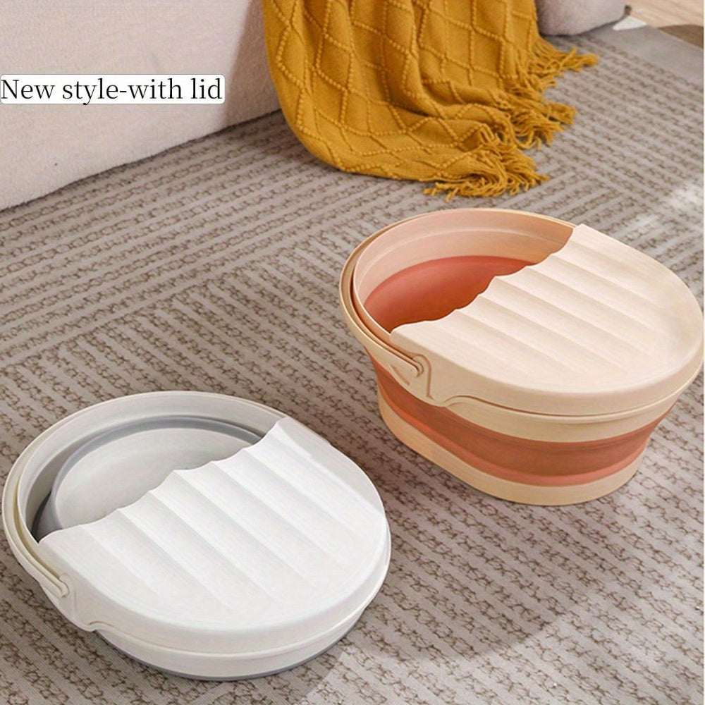 Qopqoq bilan portativ, egiluvchan oyoq vannasi chelak, mustahkam plastik, ergonomik tutqichlar va uy spa, dam olish va sayohat uchun sirpanmaydigan asos. Elektr energiyasi talab qilinmaydi.