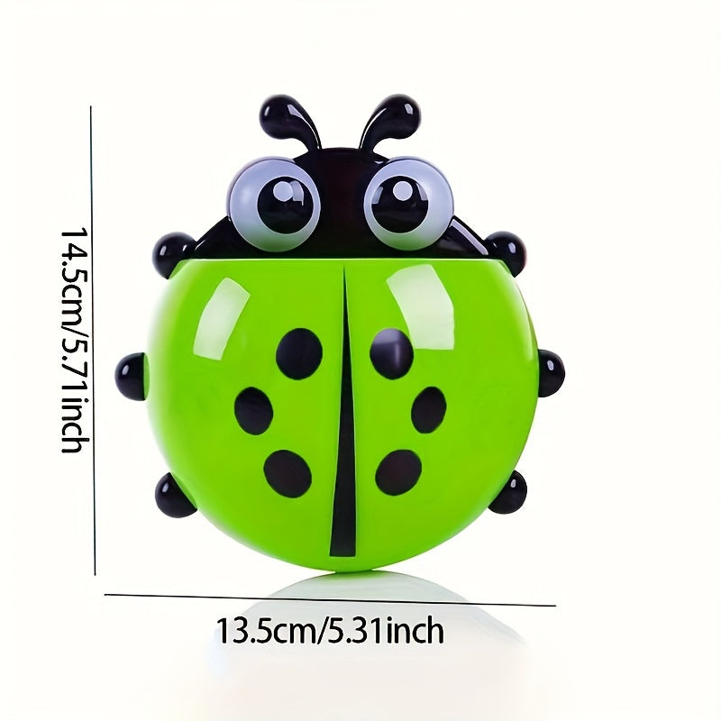 Porta cepillos de dientes de plástico Ladybug con soporte de ventosa, estante de almacenamiento para baño sin taladro