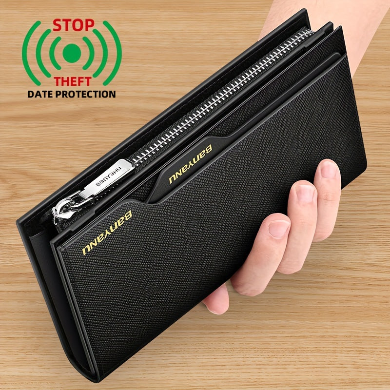 Men's Genuine Leather Wallet Large Capacity Multi-Card Cowhide Clutch Driver License Slot