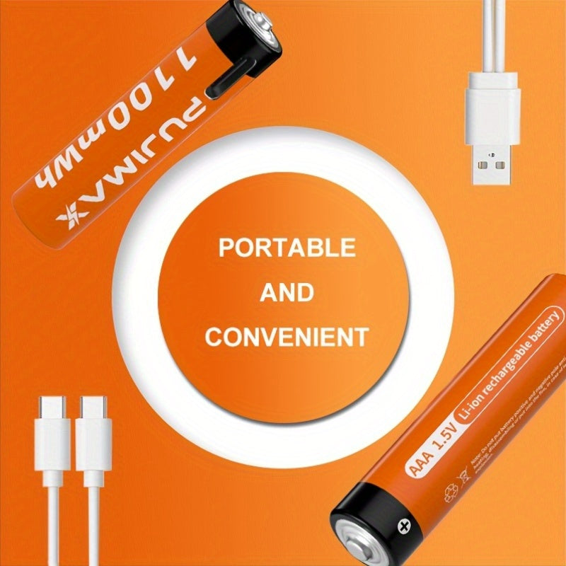 Rechargeable Lithium AA and AAA Batteries with Type-C Charging Port 3400mWh and 1100mWh