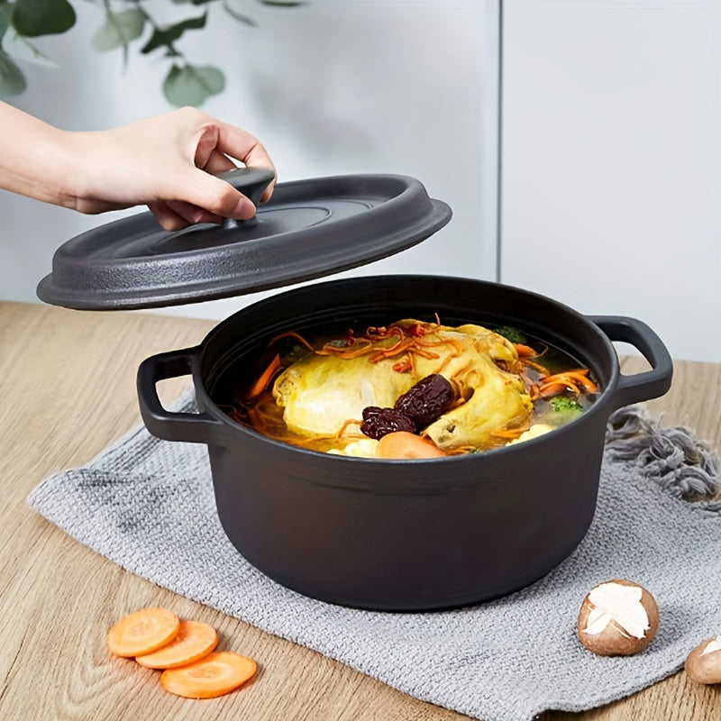 Cast Iron Double Handle Dutch Oven 10.24 Inch Non-Stick Skillet Multi-Purpose Cooking Pot